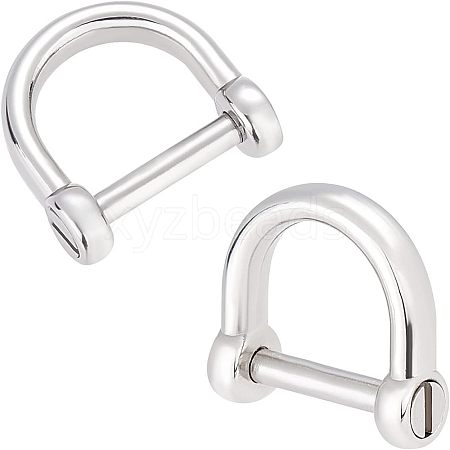 2Pcs 304 Stainless Steel D-Ring Anchor Shackle Clasps STAS-CA0001-56A-1