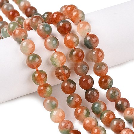 Dyed Natural White Jade Beads Strands G-T138-8mm-210-20-1