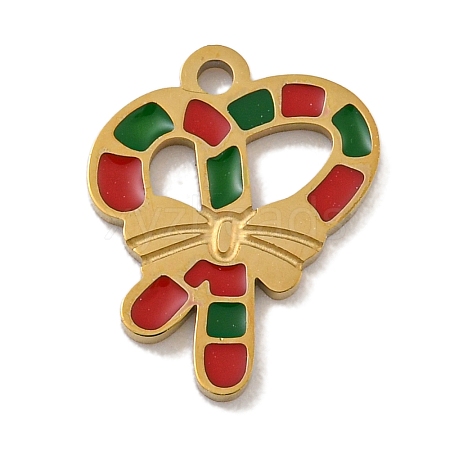 Christmas Theme 304 Stainless Steel Enamel Charms STAS-Z093-02K-1