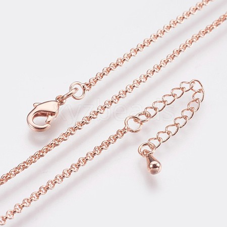 Long-Lasting Plated Brass Rolo Chain Necklaces NJEW-K112-10P-NF-1