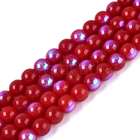 Electroplate Opaque Glass Beads Strands EGLA-Q132-6MM-01C-06-1