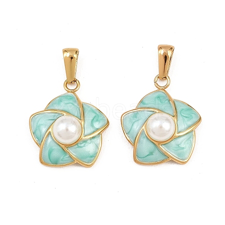 304 Stainless Steel Enamel Pendants STAS-P438-13B-G-1