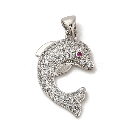 Dolphin Brass Micro Pave Cubic Zirconia Pendants ZIRC-F020-07P-FF-1