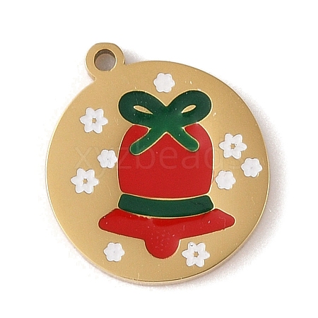 Christmas Theme Ion Plating(IP) 304 Stainless Steel Enamel Charms STAS-Z083-08G-02-1