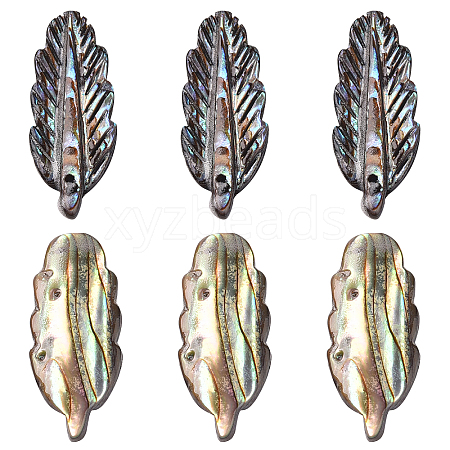 ARRICRAFT 6Pcs Natural Paua Shell Pendants FIND-AR0002-18-1