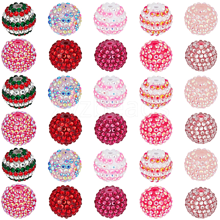 40Pcs 10 Colors Resin Rhinestone Beads RESI-PA0001-26B-1