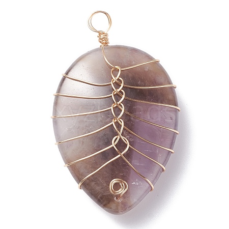 Natural Amethyst Pendants PALLOY-JF01293-03-1