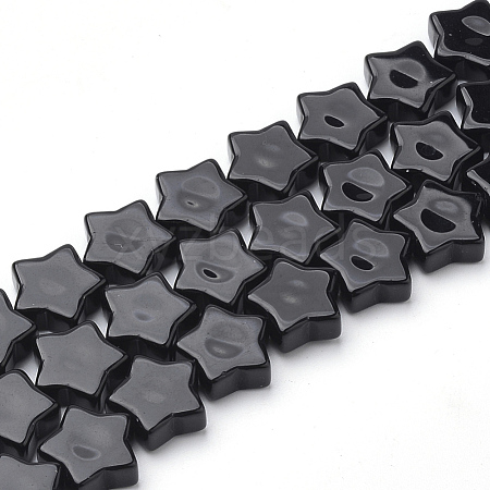 Natural Black Stone Beads Strands G-Q974-09-1