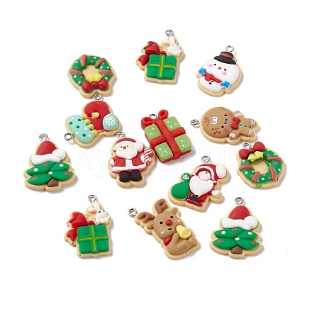 Christmas Theme Opaque Resin Pendants FIND-E025-10-1