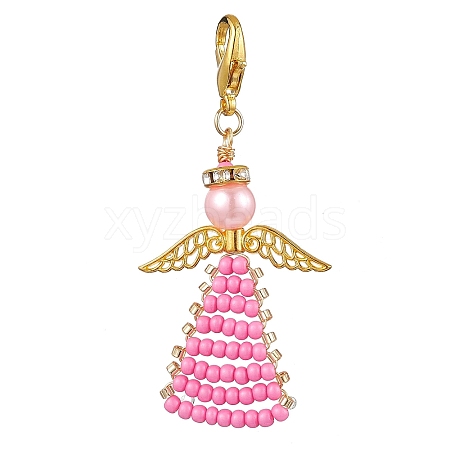 Angel Glass Seed Beads Pendants Decrotions HJEW-MZ00113-01-1