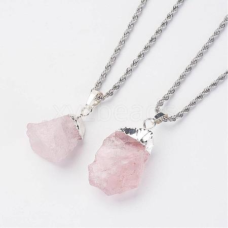 Natural Rose Quartz Pendant Necklaces NJEW-JN01879-02-1