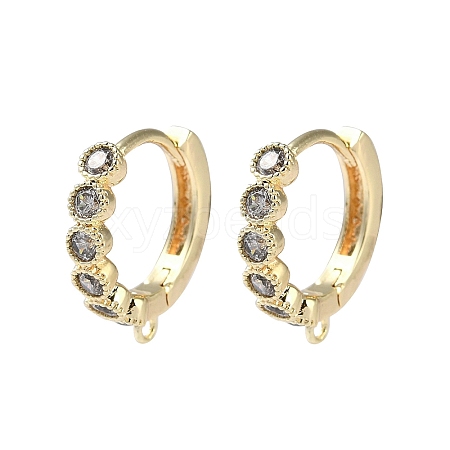 Brass Micro Pave Cubic Zirconia Hoop Earrings Findings KK-P257-04G-1