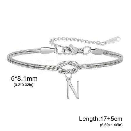 304 Stainless Steel Initial Charm Bracelets FS-WGD8E41-33-1
