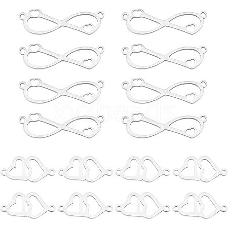20Pcs 2 Styles 201 Stainless Steel Connector Charms FIND-HY0001-18-1