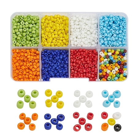 8 Colors Glass Seed Beads SEED-YW0001-58-1