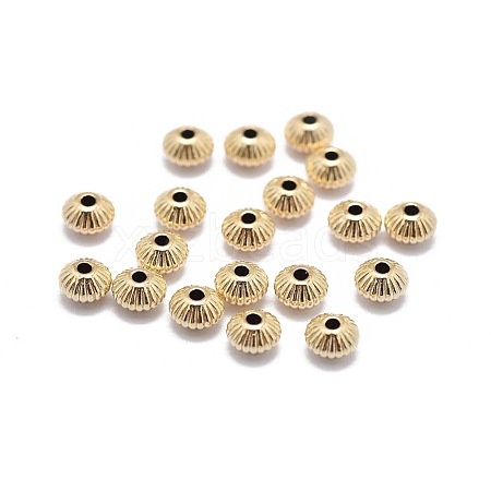 Yellow Gold Filled Corrugated Beads KK-L183-031G-1