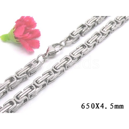 201 Stainless Steel Byzantine Chain Necklaces NJEW-V0313-05-1