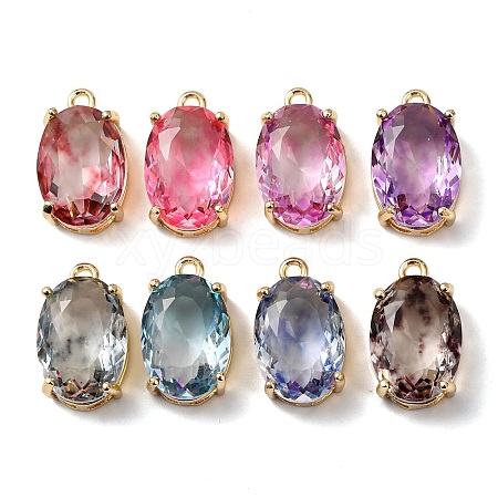 Brass Glass Charms X-KK-Z141-08G-1