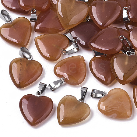 Heart Natural Carnelian Pendants X-G-Q438-17-1