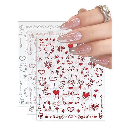 3Pcs 3 Colors Plastic Nail Art Stickers MRMJ-DJ0001-29-1