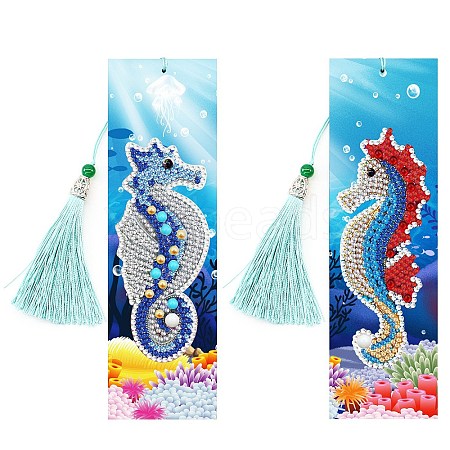 2Pcs DIY Diamond Painting Bookmarks Kits DIAM-PW0010-19A-22-1