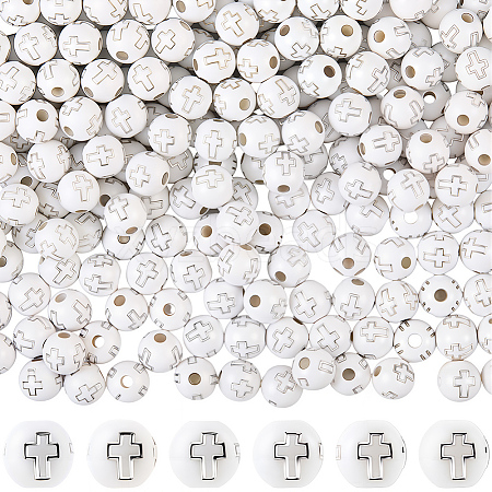 600Pcs Plating Acrylic Beads PACR-PA0001-10A-1