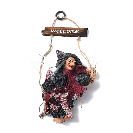 Halloween Flying Witch Cloth Hanging Decorations HJEW-K039-01C-1