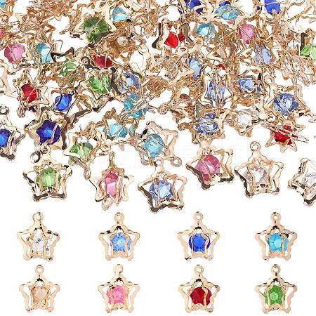 80Pcs 8 Colors Rhinestone Pendants IFIN-SC0001-68-1