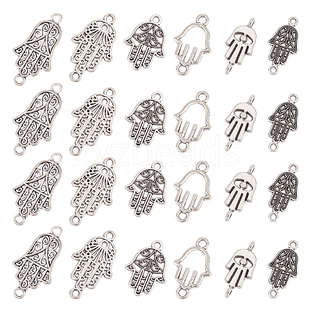   12 Sets 6 Style Tibetan Style Alloy Connector Charms FIND-PH0008-55-1