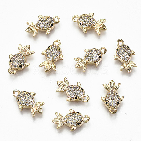 Brass Micro Pave Clear Cubic Zirconia Charms RJEW-T063-33G-NF-1