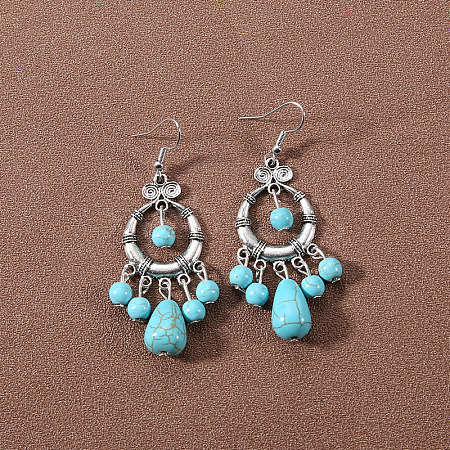 Bohemian tassel turquoise earrings JU8957-13-1