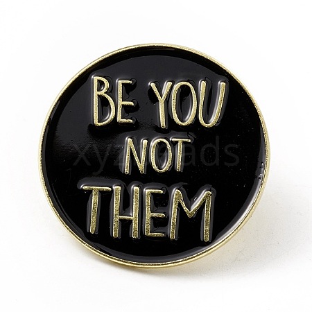 Black Flat Round Enamel Pin JEWB-E016-01G-06-1