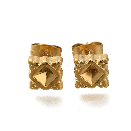 Ion Plating(IP) 304 Stainless Steel Rhombus Stud Earrings for Women EJEW-M028-06G-1