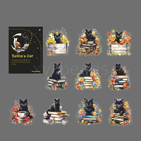 Cat 20Pcs PET Self-Adhesive Stickers PW-WGBC142-03-1