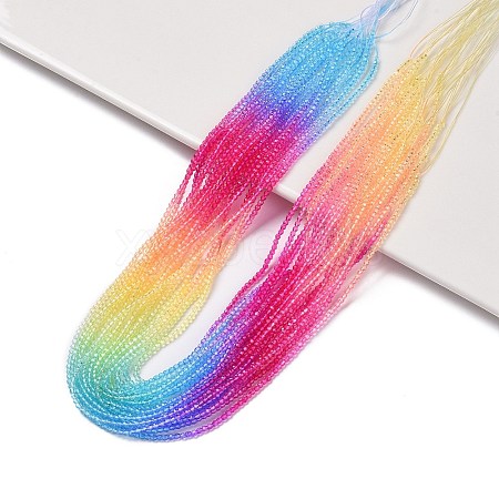 Transparent Gradient Color Glass Beads Strands GLAA-G101-2mm-04-1