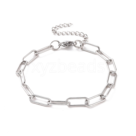 Tarnish Resistant 304 Stainless Steel Paperclip Chain Bracelet for Men Women BJEW-E031-03P-03-1