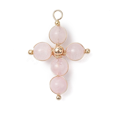 Natural Rose Quartz Pendants PALLOY-JF02885-03-1