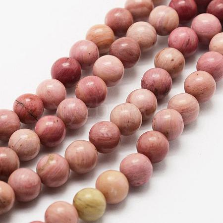 Natural Rhodonite Beads Strands G-J358-03-6mm-1