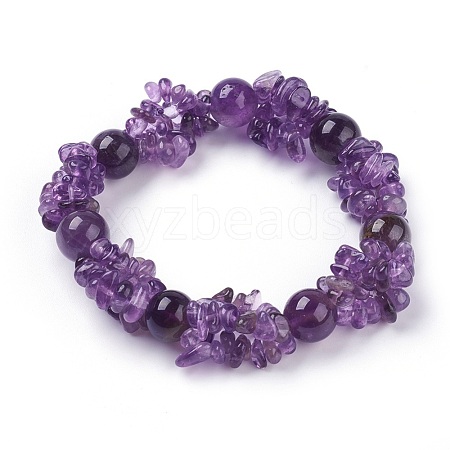 Natural Amethyst Stretch Bracelets BJEW-JB03746-04-1