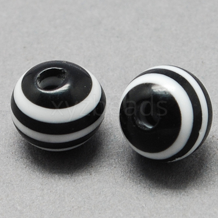 Round Striped Resin Beads X-RESI-R158-20mm-11-1