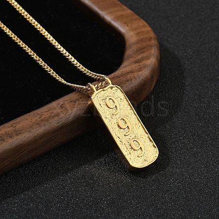 304 Stainless Steel Rectangle Number Pendant Necklaces NJEW-D300-01G-09-1