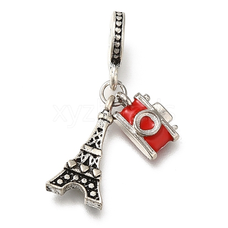 Rack Plating Alloy Red Enamel European Dangle Charms PALLOY-A009-06P-1