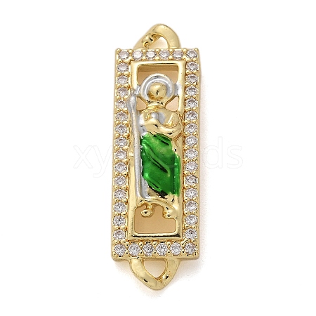 Brass Enamel Rectangle Saint Jude Connector Charms KK-M319-06G-01-1