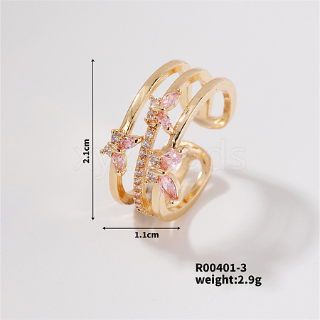 Chic Butterfly Brass Rhinestones Cuff Ring UR3692-3-1