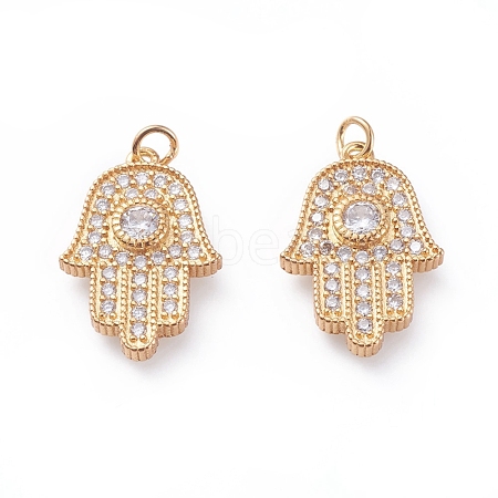 Brass Micro Pave Cubic Zirconia Pendants ZIRC-G156-01G-1