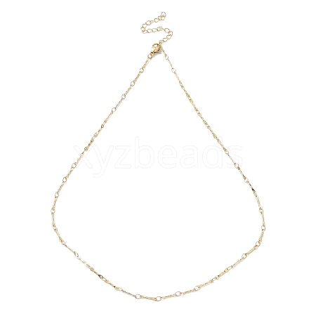 Ion Plating(IP) 304 Stainless Steel Textured Bar Link Chain Necklace NJEW-K249-10G-1