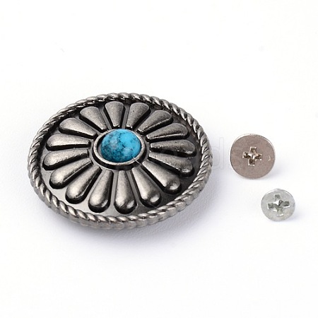 Alloy & Imitation Turquoise Craft Solid Screw Rivet PALLOY-WH0084-16A-1