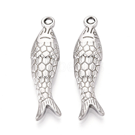 304 Stainless Steel Fish Pendants STAS-T069-14P-1