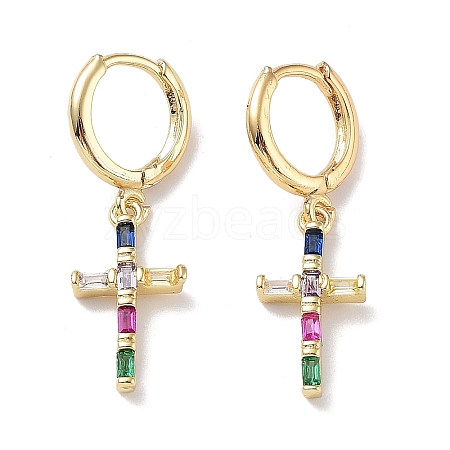 Real 18K Gold Plated Brass Dangle Hoop Earrings EJEW-L269-035G-02-1