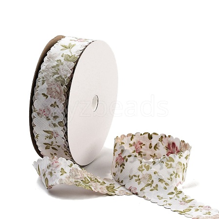 20 Yards Flower Printed Polyester Ribbon OCOR-Z005-03B-1